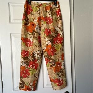Floral beaded silk pants by Adriana Papell. 12P